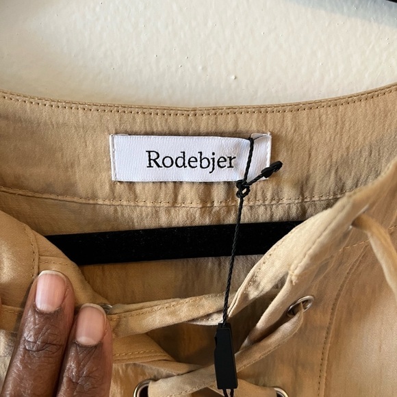 Rodebjer Sinim Crinkle Camel 100% Italian Cotton Tunic Dress Size Small NWT Fall - Picture 13 of 15